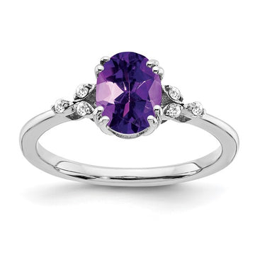 Sterling Silver Amethyst Ring with Diamond Accents