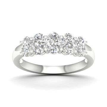 14K White Gold Lab Grown 1.50CTW Oval Diamond 5 Stone Band
