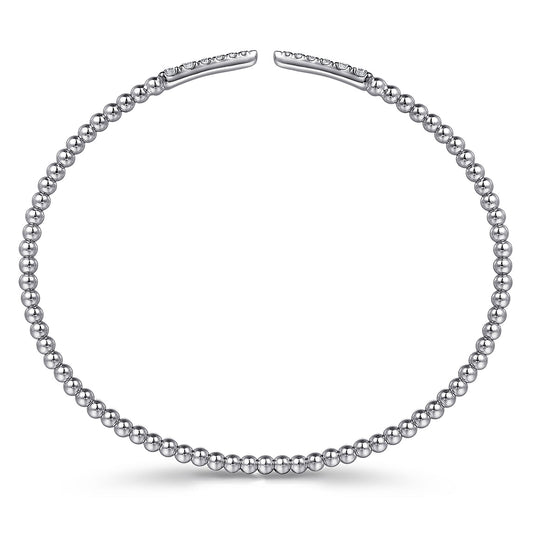 14K White Gold Bujukan Diamond Spikes Split Bangle