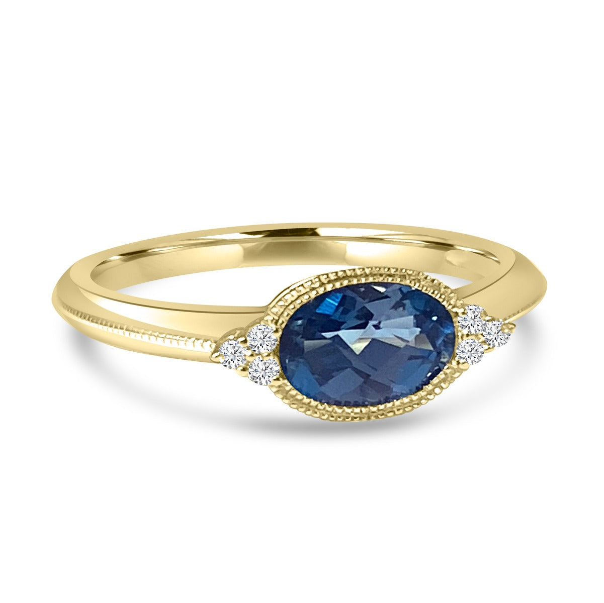 14K Yellow Gold Bezel Set London Blue Topaz Bezel Ring