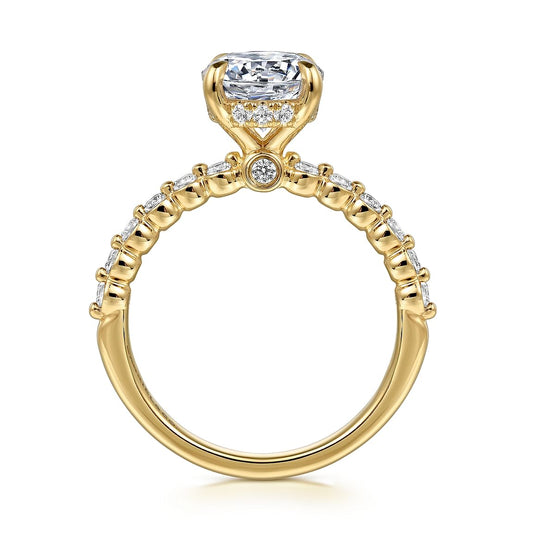 14K Yellow Gold Round Diamond Engagement Ring