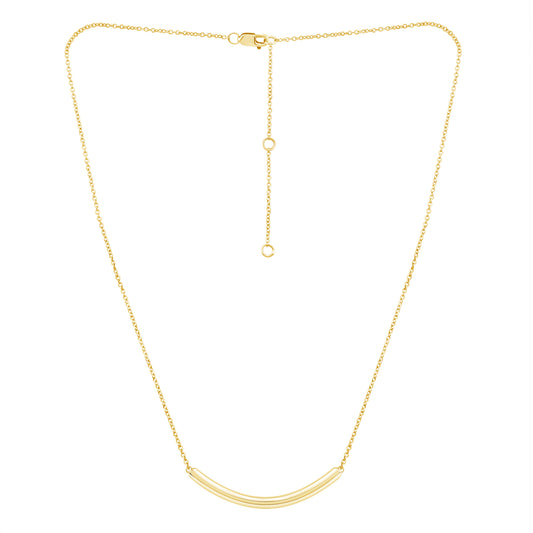 10K Yellow Gold Curved Bar Necklace