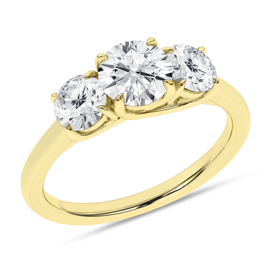 14K Yellow Gold Lab Grown 2.09ctw Three Round Diamond Engagement Ring