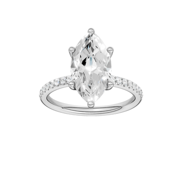 14K White Gold 2.83ctw Lab Grown Marquise Diamond Hidden Halo Engagement Ring