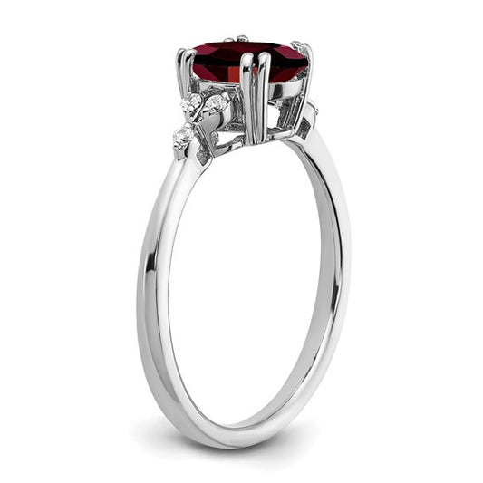 Sterling Silver Garnet & Diamond Ring