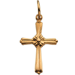 14K Yellow Gold Fancy Baby Cross