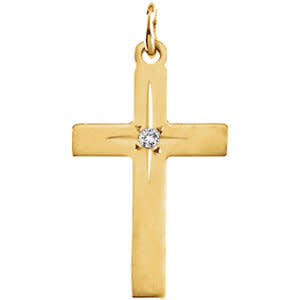 14K Yellow Gold Cross with Diamond