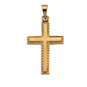 14K Yellow Gold Cross with Edging