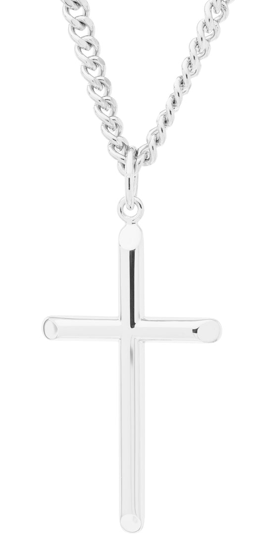 Sterling Silver Large Polished Cross Necklace
