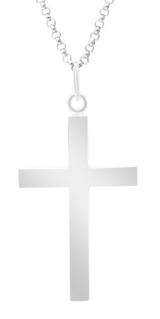 Sterling Silver Plain Polished Cross Necklace