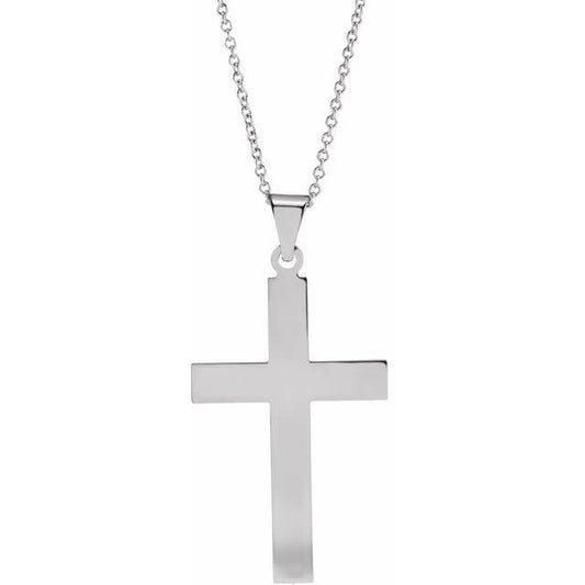 14K White Gold Medium Cross Pendat