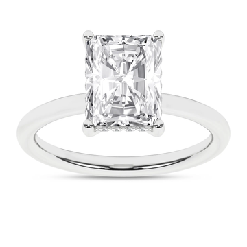 14K White Gold Lab Grown 3.16ctw Radiant Diamond Hidden Halo Engagement Ring