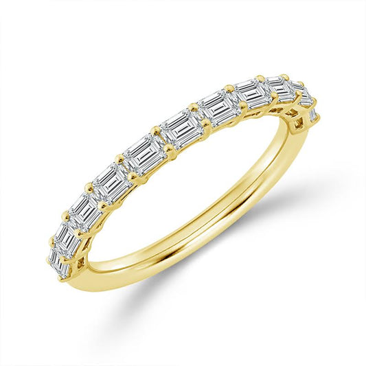 14K Yellow Gold 1.0ctw Emerald Diamond 11 Stone Band