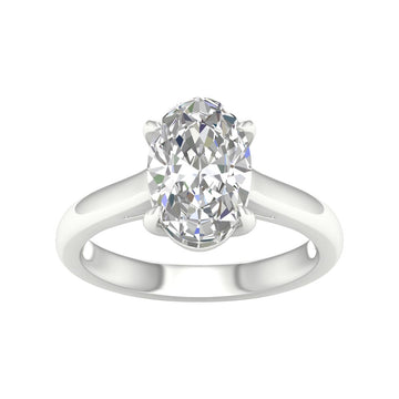 14K White Gold Lab Grown 3ct Oval Diamond Solitaire Engagement Ring