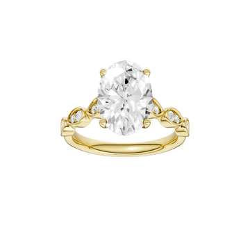 14K Yellow Gold Lab Grown 2.73ctw Oval Diamond Engagement Ring with Trellis Shank