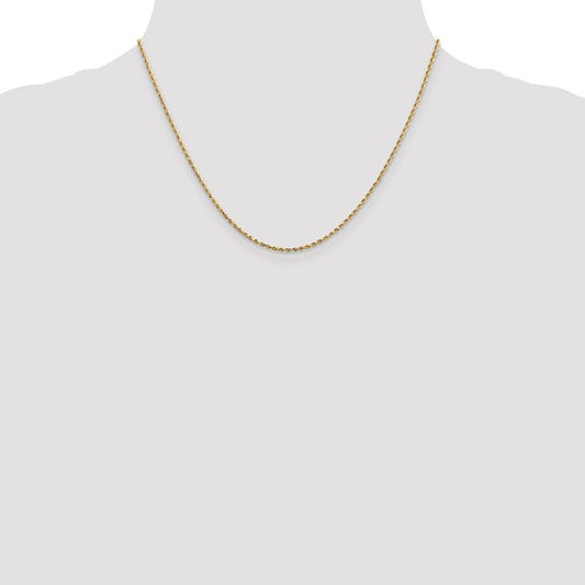 14K Yellow Gold 1.3mm Diamond-Cut Quadruple Rope Chain 18"