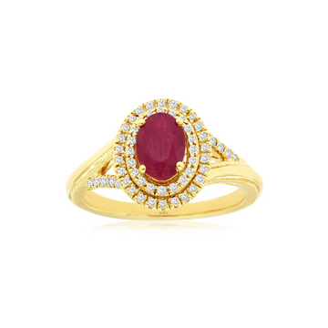 14K Yellow Gold Ruby and Diamond Ring