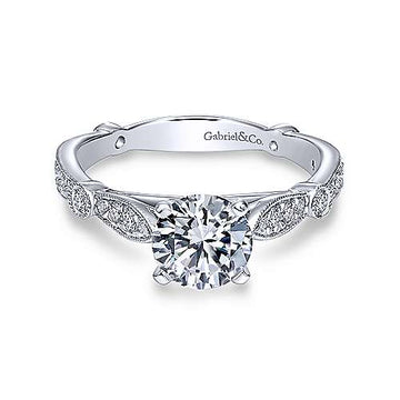 14K White Gold Round Diamond Engagement Ring