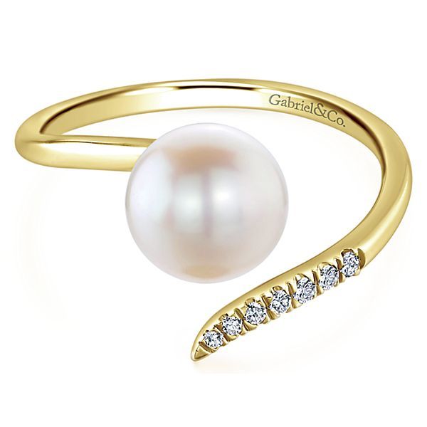 Pearl & Pave Diamond Bypass Ring