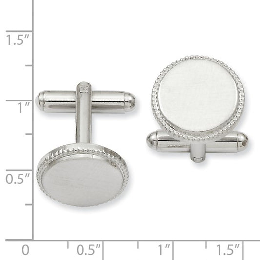 Rhodium-Plated Florentine Beaded Cuff Links