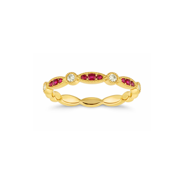 14K Gold Ruby & Diamond Vintage Stackable Ring