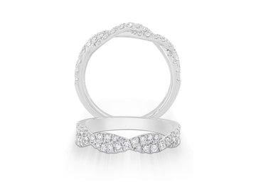 14K White Gold Diamond Intertwined Band