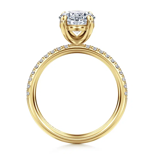 14K Yellow Gold Oval Diamond Engagement Ring