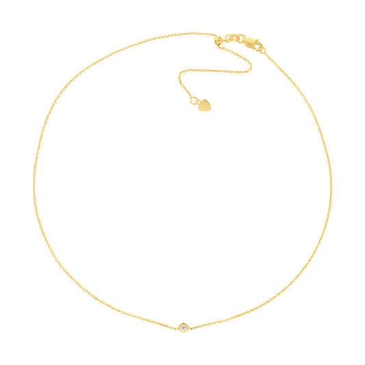 Yellow Gold Mini Diamond Bezel Necklace