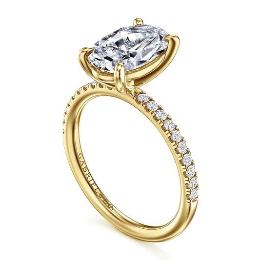 14K Yellow Gold Oval Diamond Engagement Ring