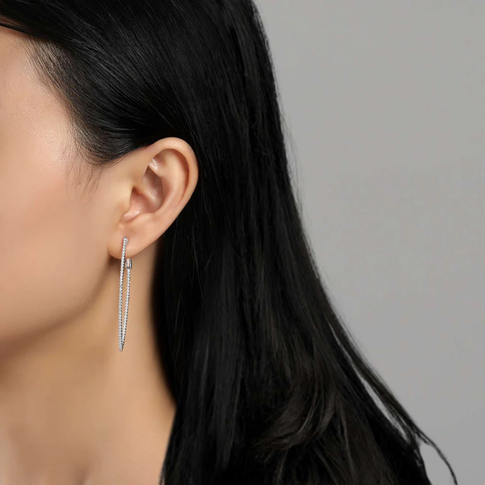 Sterling Silver Simulated Diamond 1.25CTW Marquise Shaped Inside Out Hoops