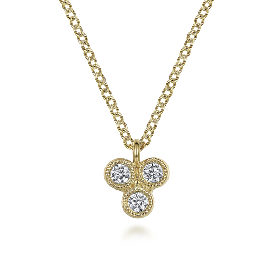 14K Yellow Gold Diamond Pendant Necklace