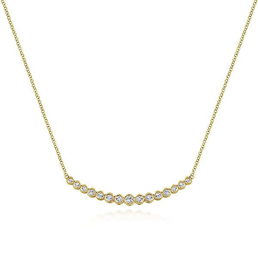 14K Yellow Gold Graduated Diamond Bar Necklace