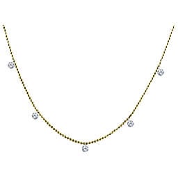 14K Yellow Gold 5 Stone Pierced Diamond Dashing Diamond By the Yard Necklace