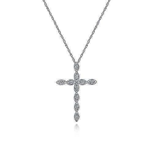 White Gold Diamond Cross Necklace