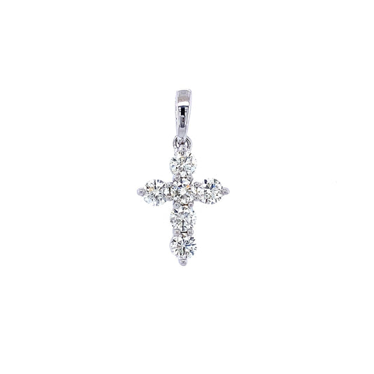 14K White Gold Diamond Cross Pendant