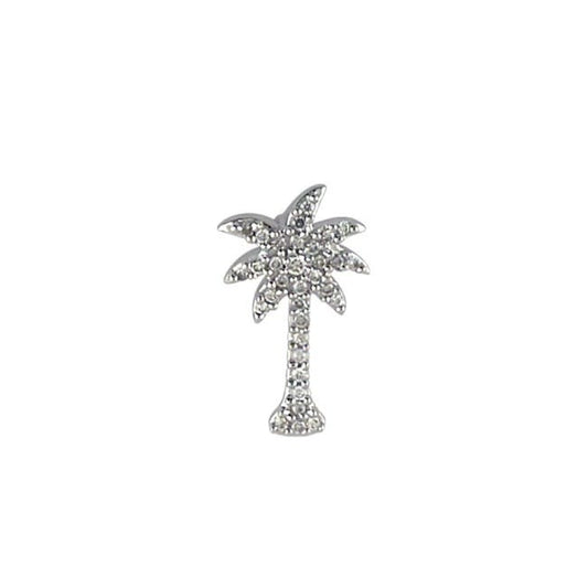 14K White Gold .50ctw Diamond Palm Tree Necklace