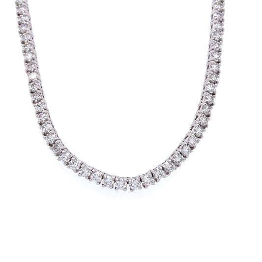 14K White Gold 7ctw Diamond Tennis Necklace