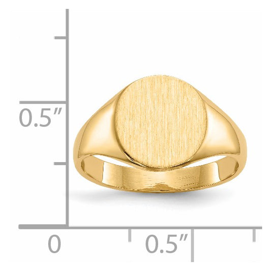 14K Yellow Gold Brushed Top Signet Ring