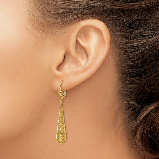 14K Polished Fancy Leverback Earrings