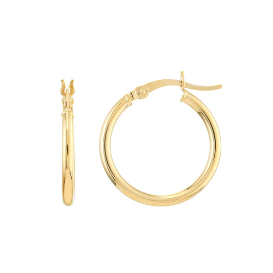 10K Yellow Gold 2x20mm Hoop Earrings