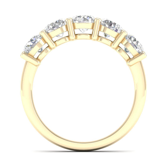 14K Yellow Gold Lab Grown 2ctw 5-Stone Diamond Band