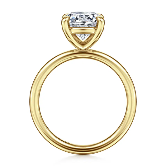 14K Yellow Gold Round Solitaire Diamond Engagement Ring