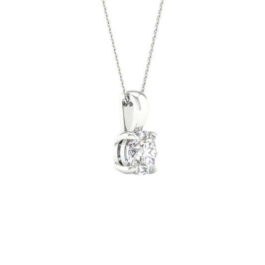 14K White Gold Lab Grown 1.0ct Round Diamond Necklace