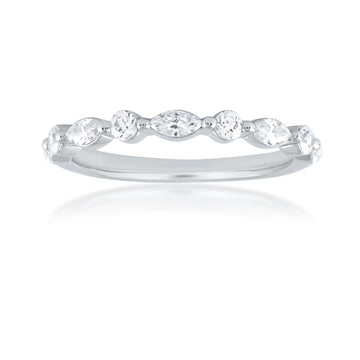 14K White Gold Diamond Segmented Stackable Band