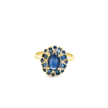 14K Yellow Gold Sapphire and Diamond Ring
