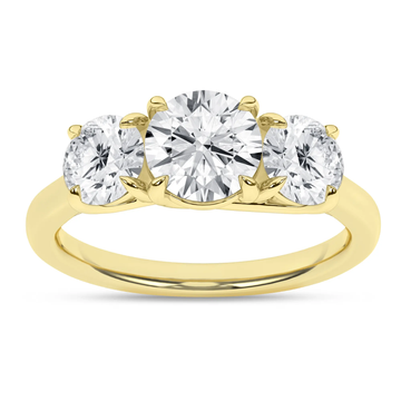 14K Yellow Gold 3.02ctw Lab Grown Round Diamond Three Stone Ring