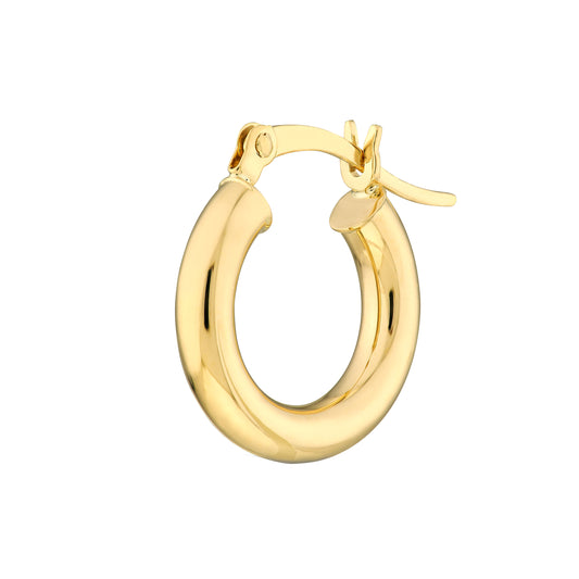 10K Yellow Gold 3x15mm Hoop Earrings
