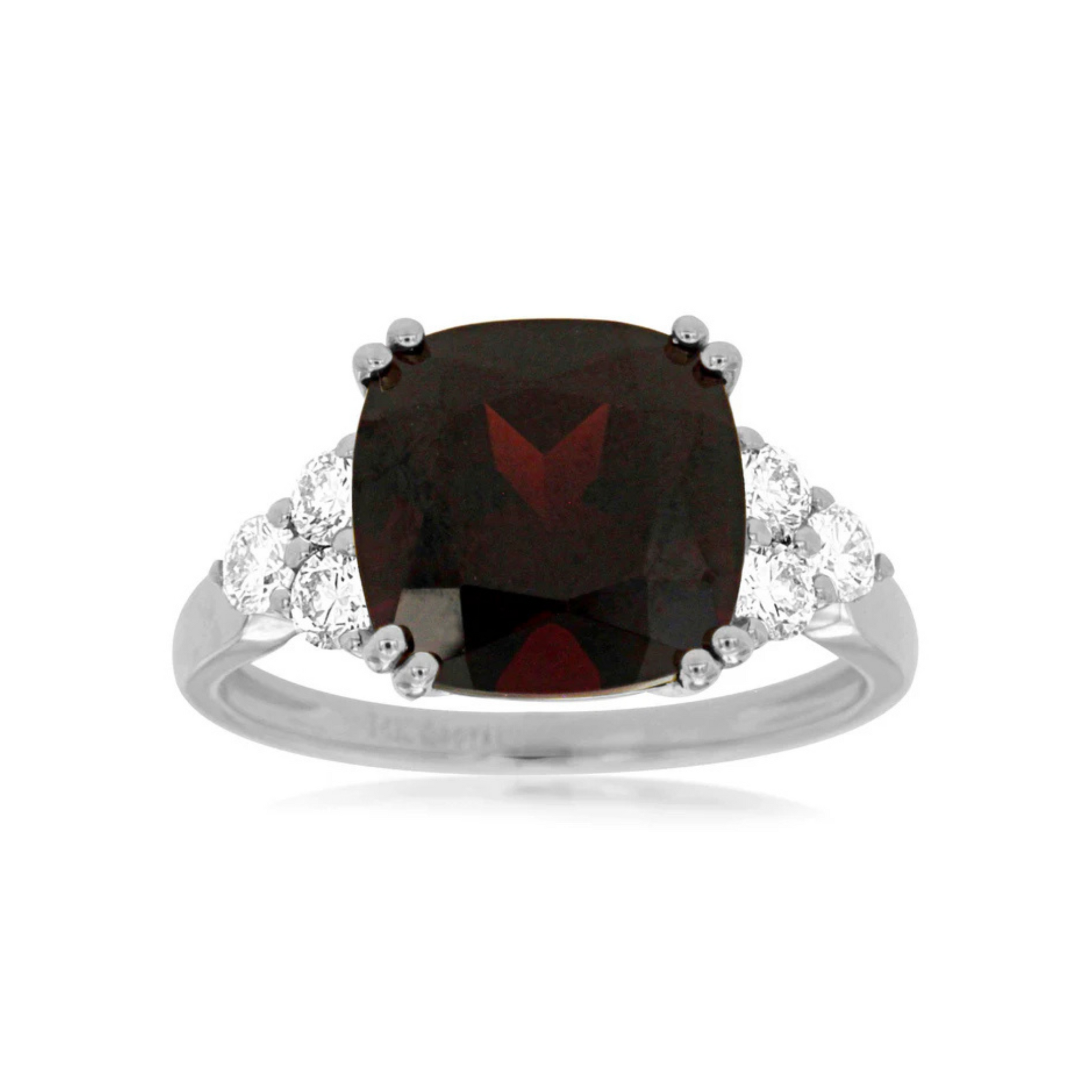 14K White Gold Garnet and Diamond Ring