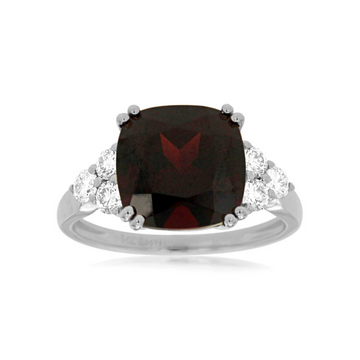 14K White Gold Garnet and Diamond Ring