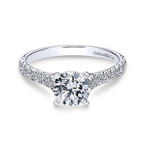 14K White Gold Round Diamond Engagement Ring